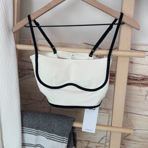 Alo Yoga Bralette – White with Black Trim